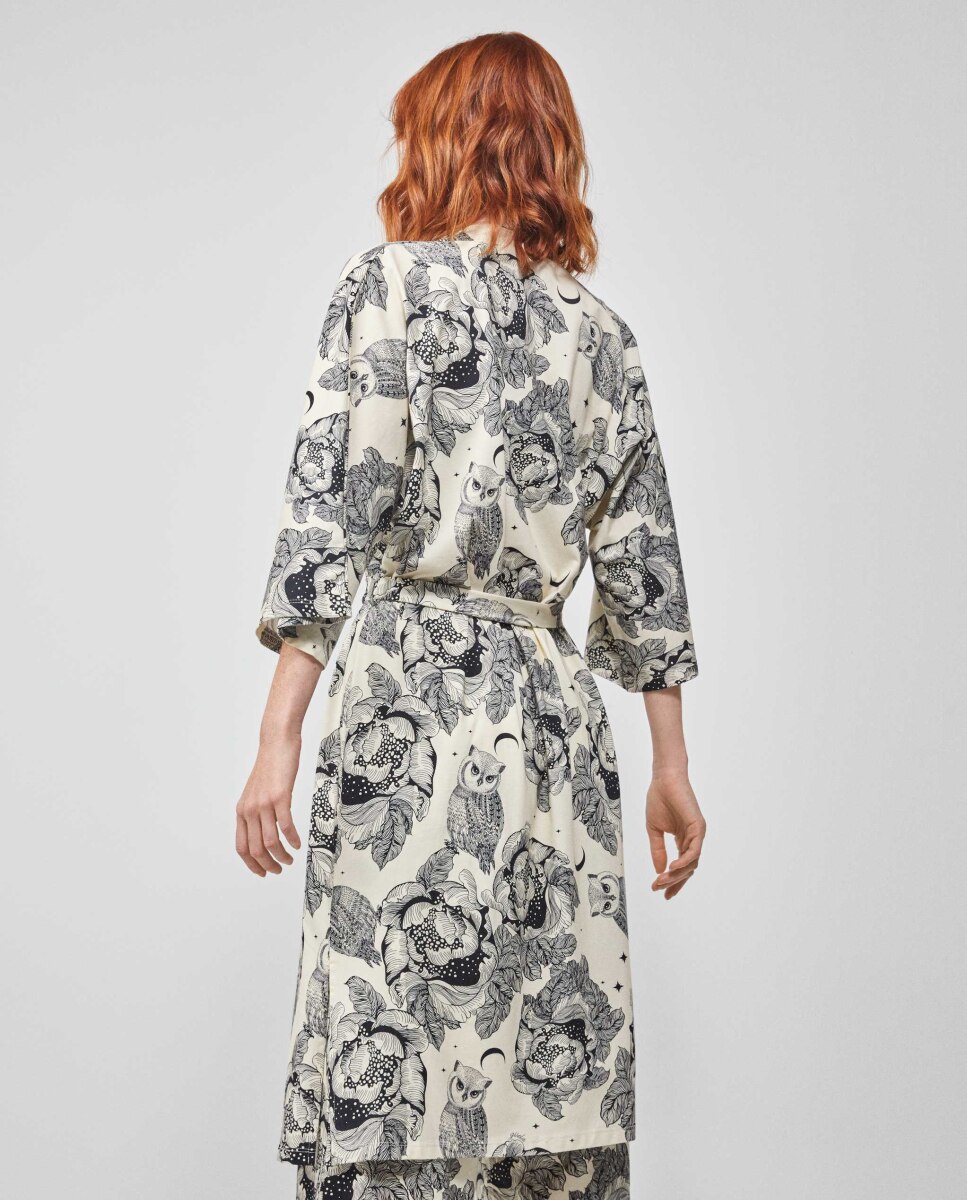 Robe de Toque Seda Estampado Multicolor-4