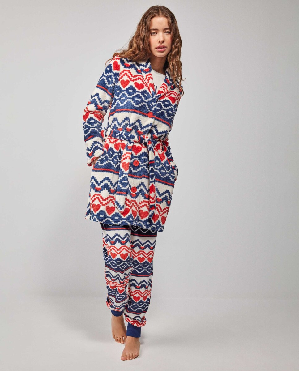Robe Estampado com Botões e Cinto Multicolor-1