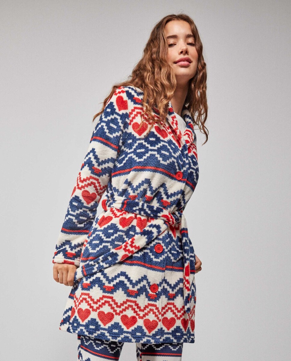 Robe Estampado com Botões e Cinto Multicolor-2