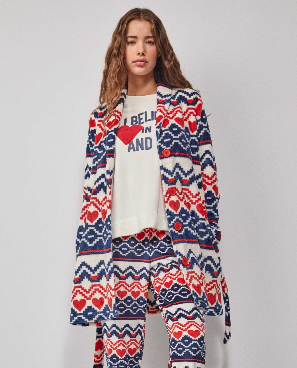 Robe Estampado com Botões e Cinto Multicolor-3