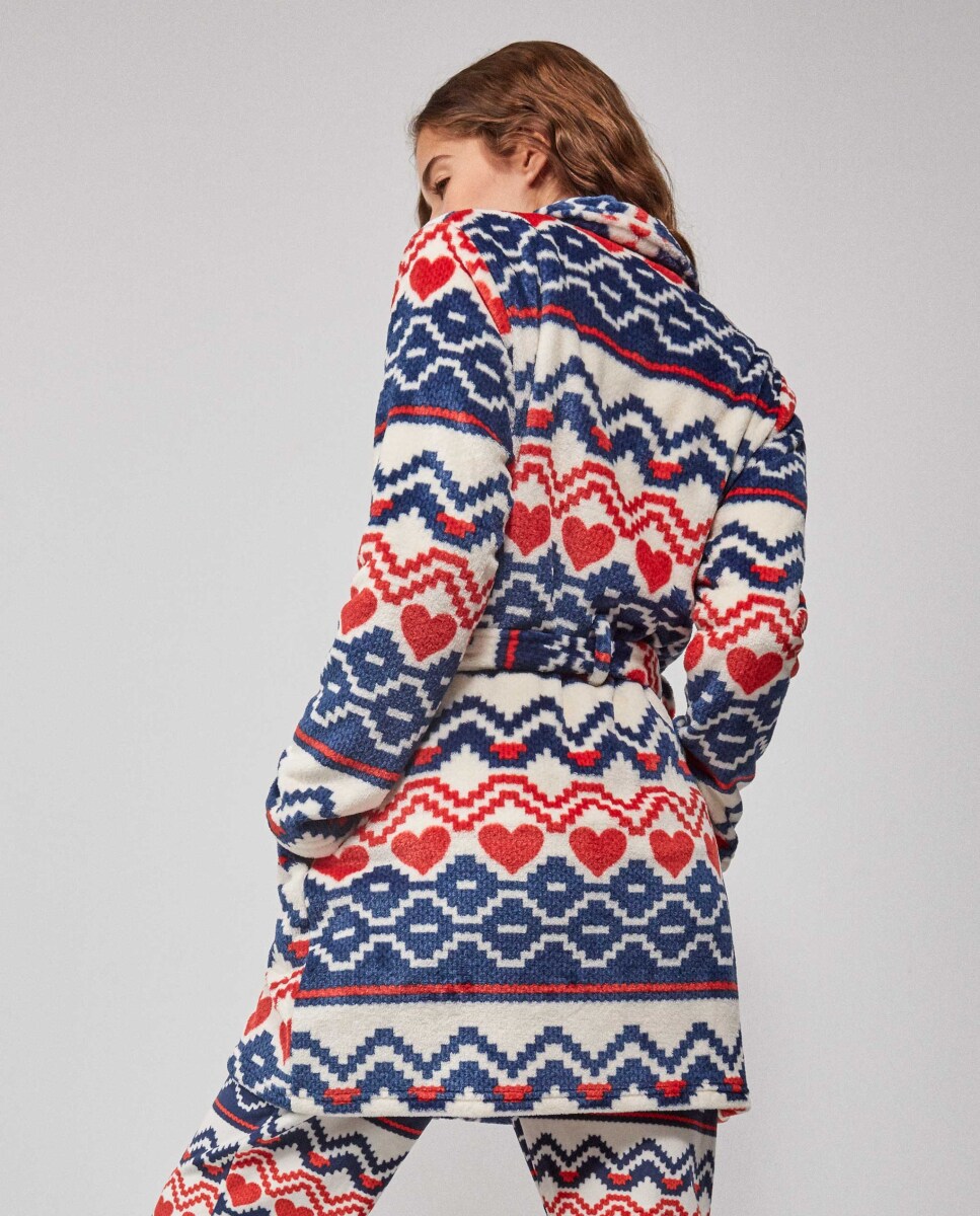 Robe Estampado com Botões e Cinto Multicolor-4