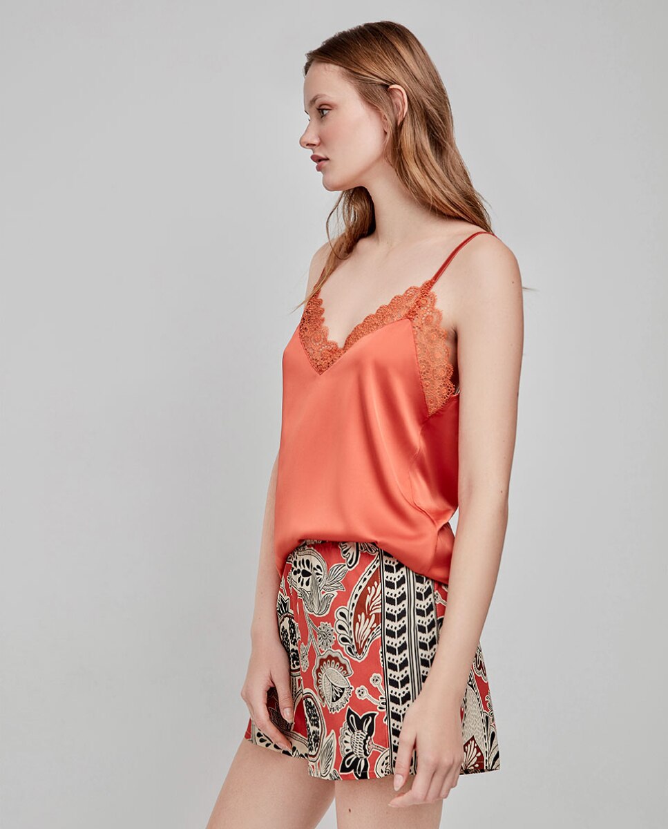 Calças Curtas com Estampado Tribal Multicolor-3