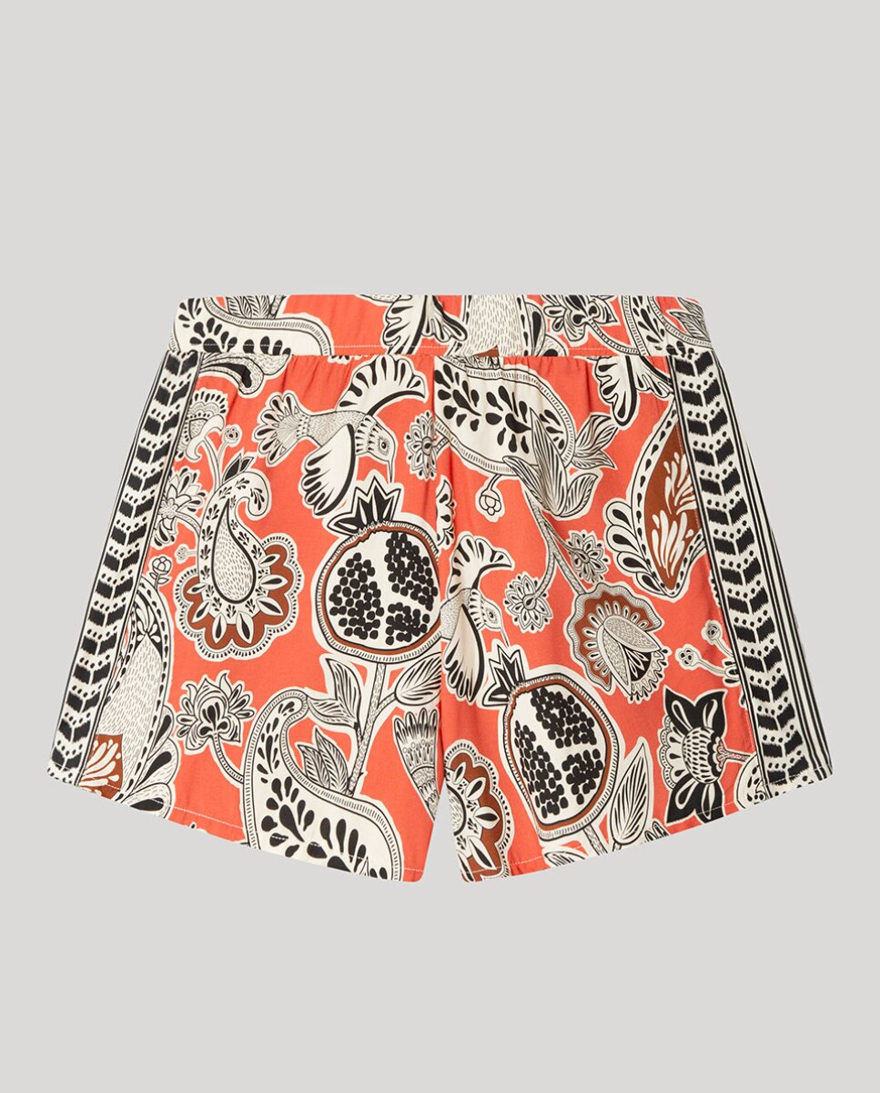 Calças Curtas com Estampado Tribal Multicolor-6