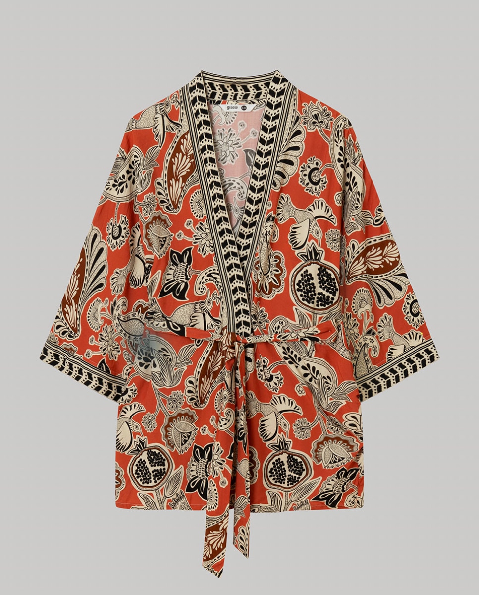 Kimono em Tecido Estampado Tribal Multicolor-6