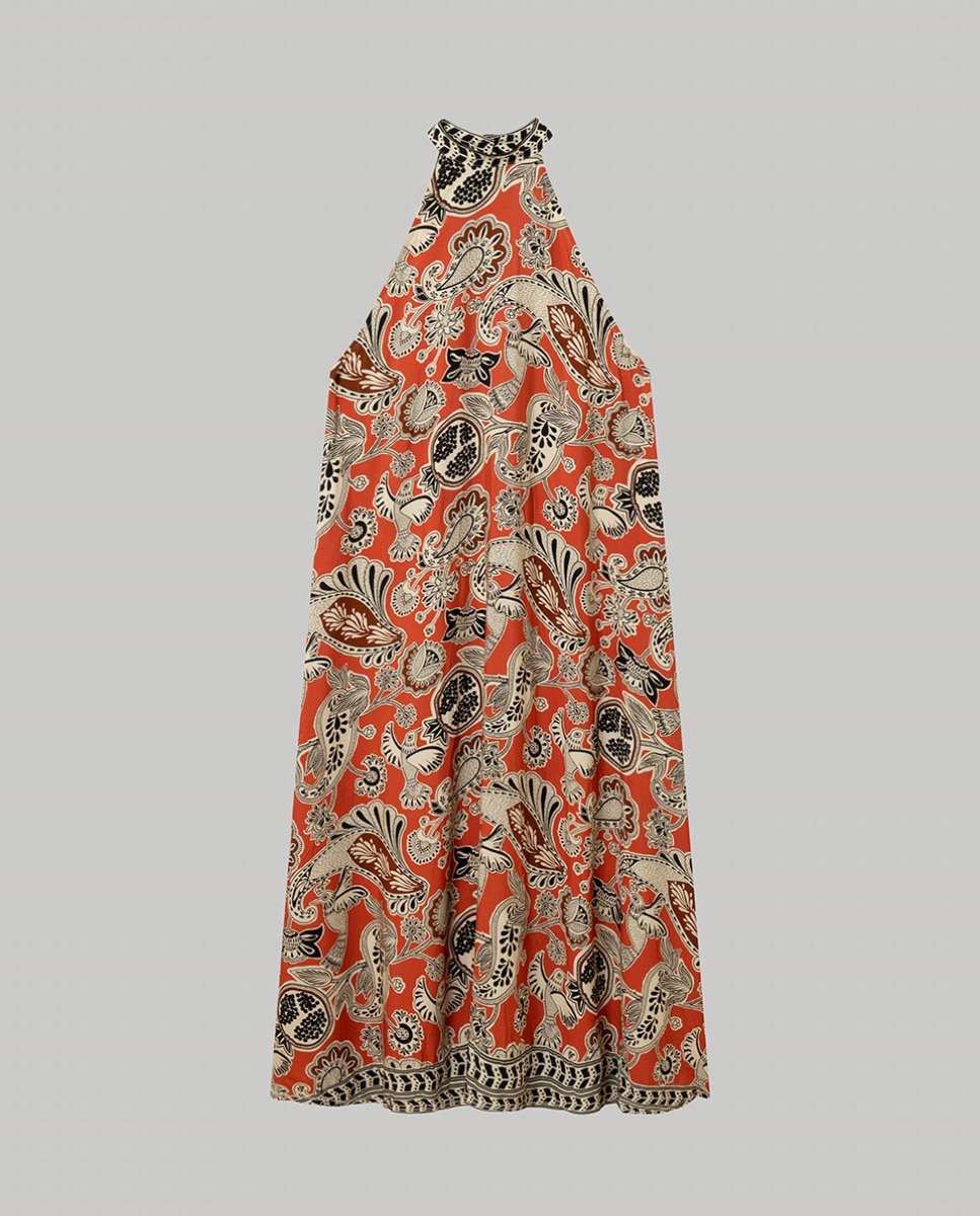 Vestido de Praia Comprido Midi Halter Multicolor-5