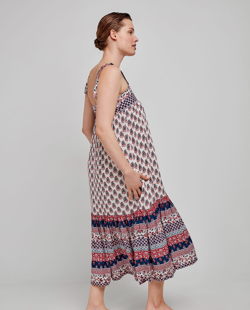 Vestido de Praia Estampado com Alças Multicolor-3
