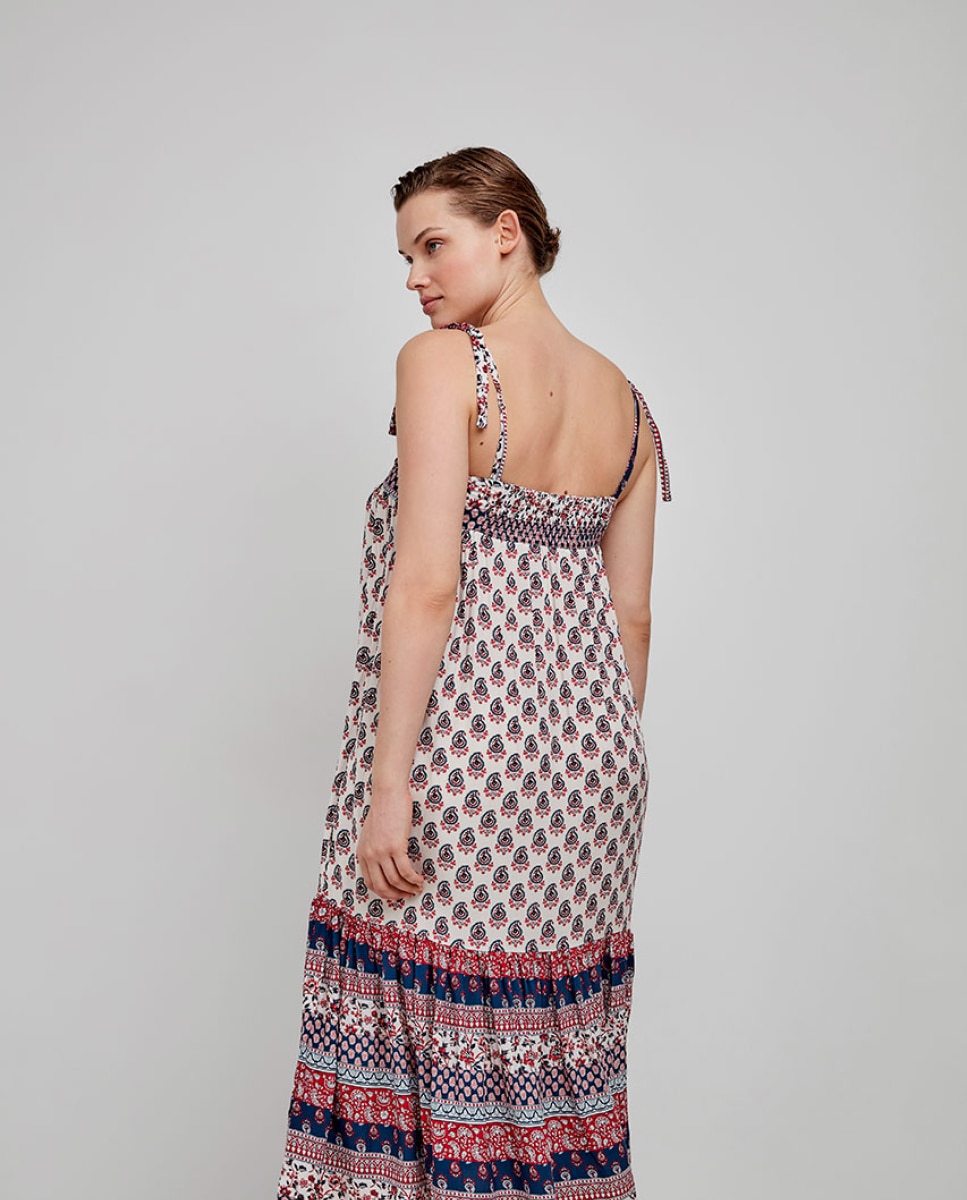 Vestido de Praia Estampado com Alças Multicolor-4