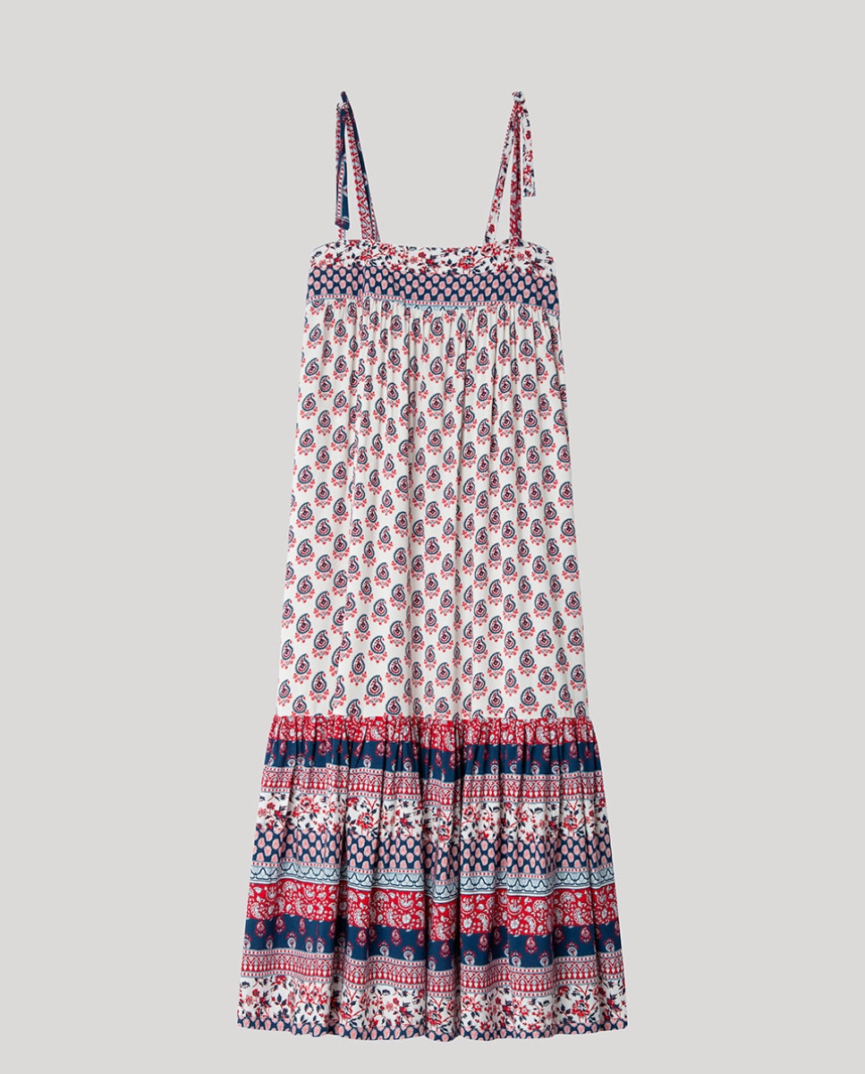Vestido de Praia Estampado com Alças Multicolor-5