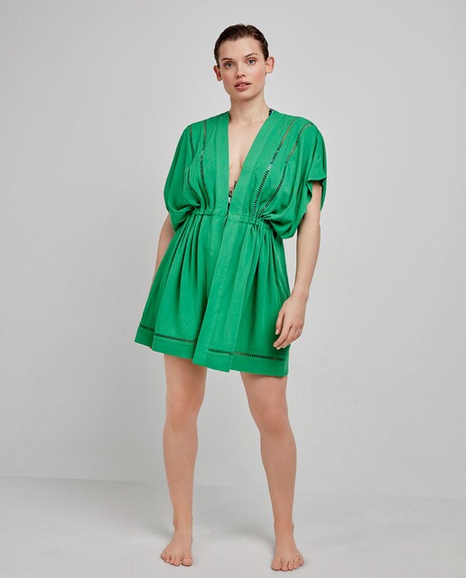 Imagem 0 de Kaftan de Praia Curto em Tecido Liso