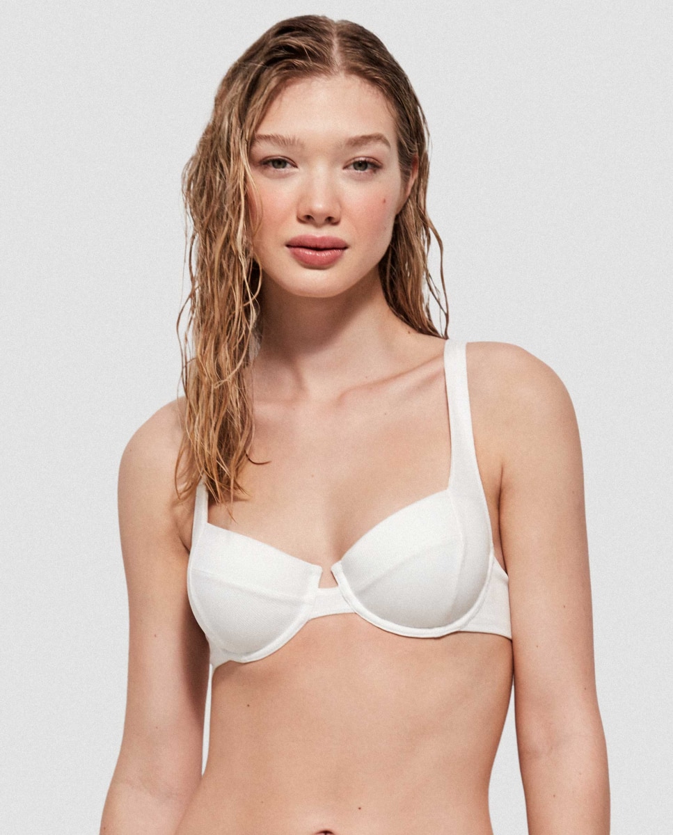 Top de Biquíni com Aro e Foam Amovível Branco-1