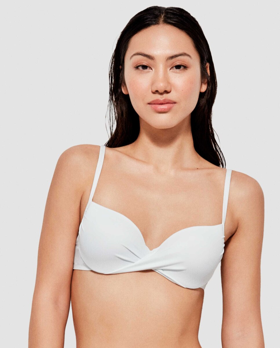Top de Biquíni de Capacidade com Aro e Foam Branco-1