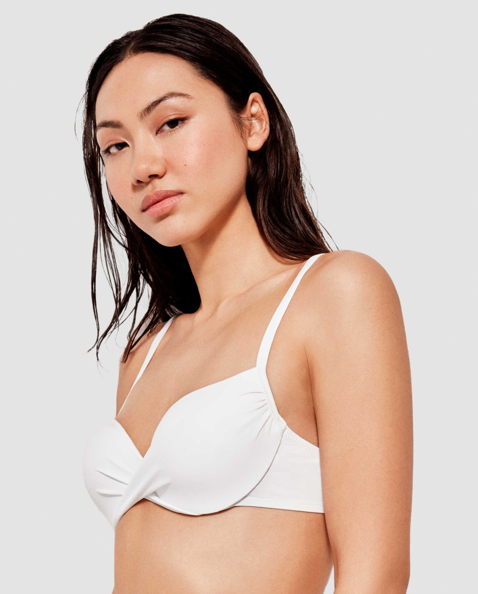 Top de Biquíni de Capacidade com Aro e Foam Branco-3