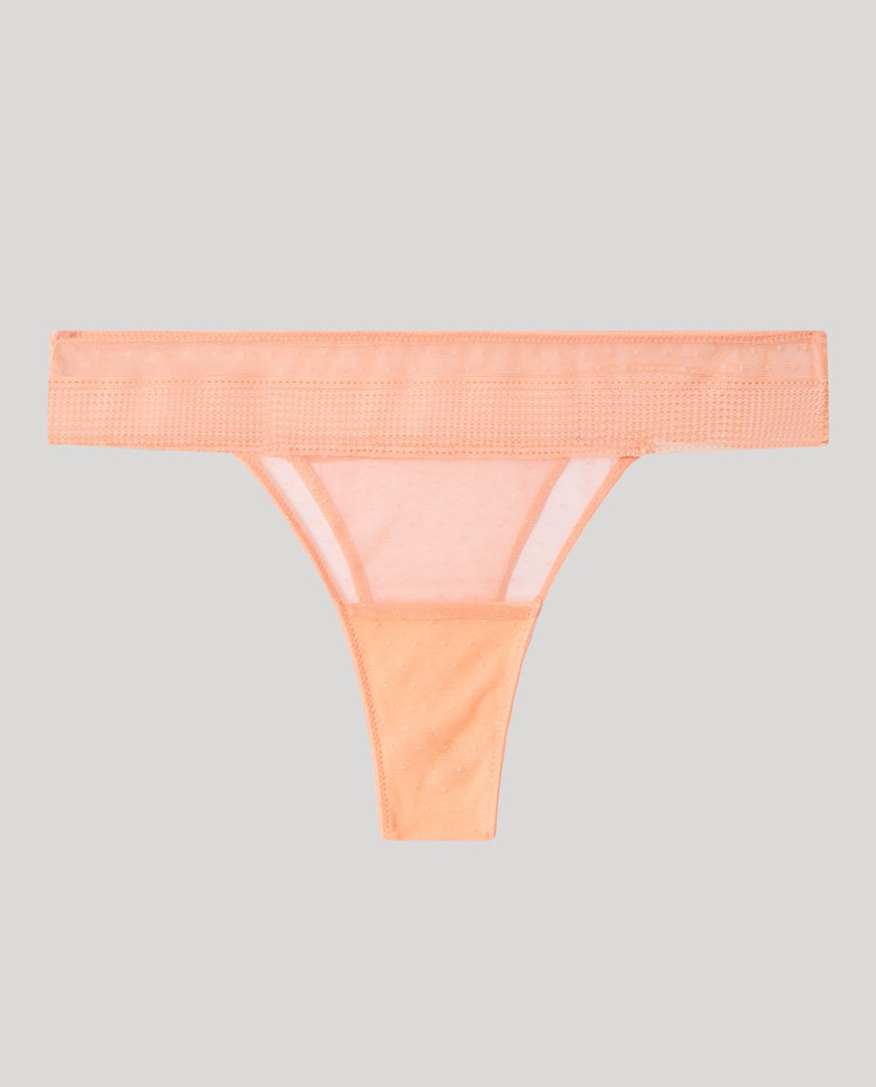 Cueca Brasileira em Tecido Semitransparente Coral-6