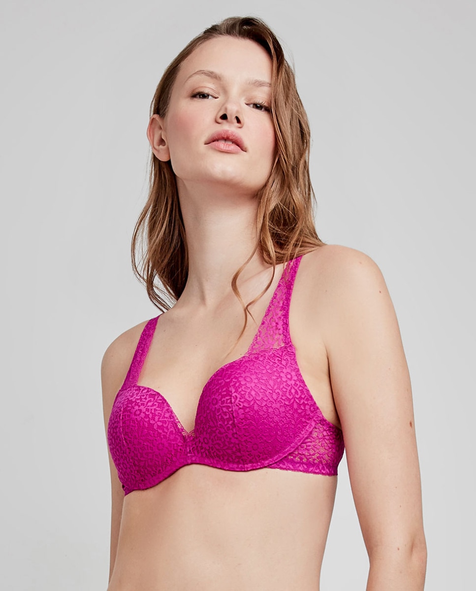 Soutien Push Up com Aro e Forro de Silicone Fúcsia-1