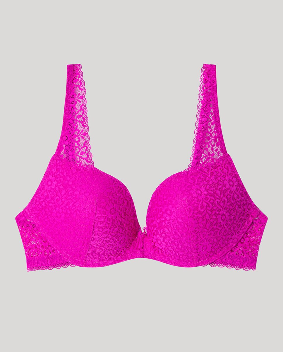Soutien Push Up com Aro e Forro de Silicone Fúcsia-5
