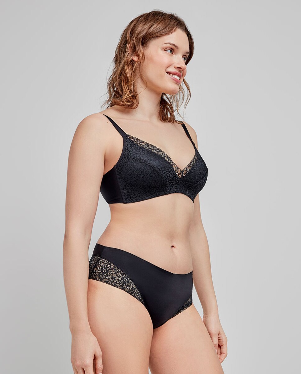 Soutien Capacidade sem Aro e com Foam em Tecido de Renda Preto-2