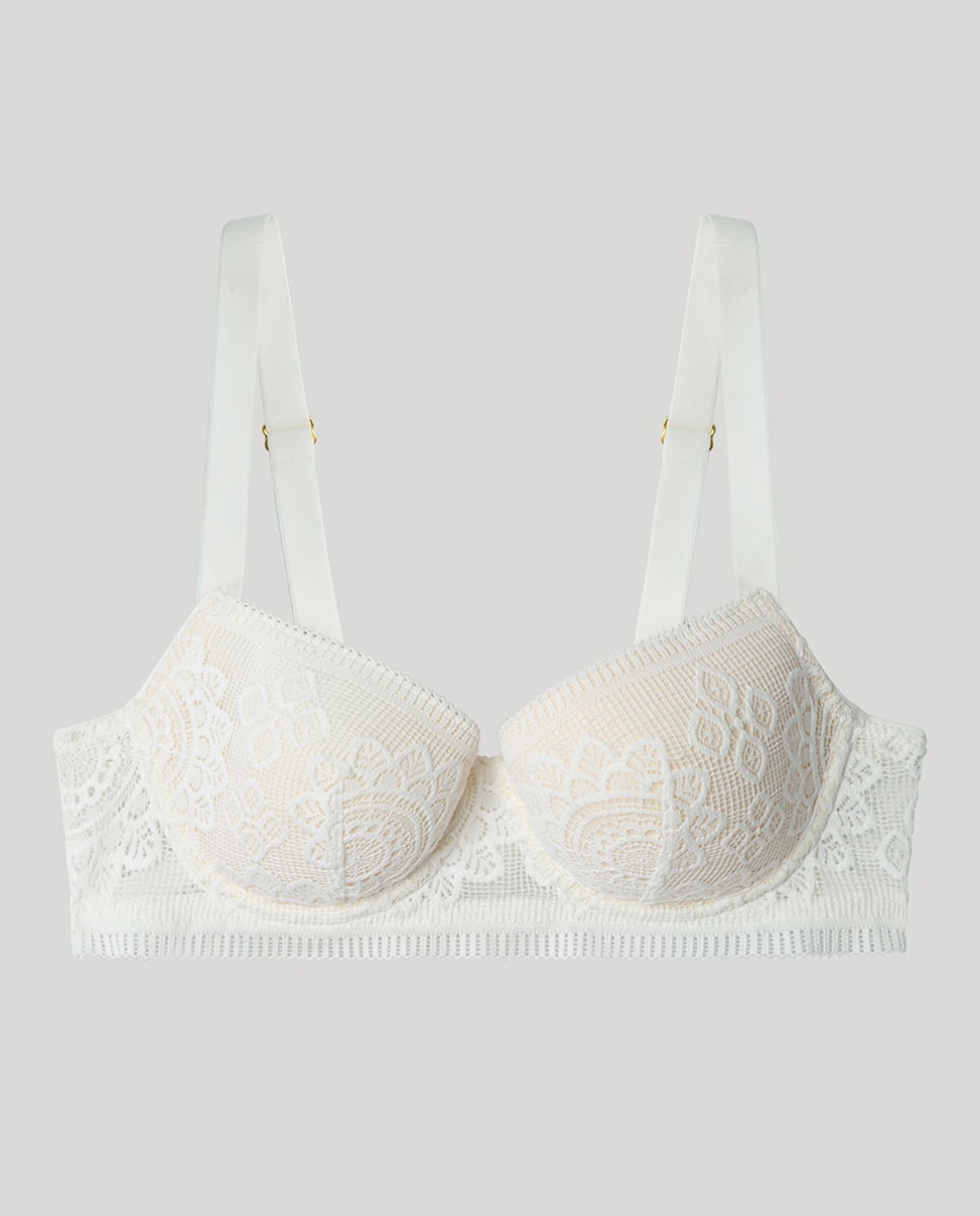 Soutien com Aro e Foam em Tecido de Renda Branco-6