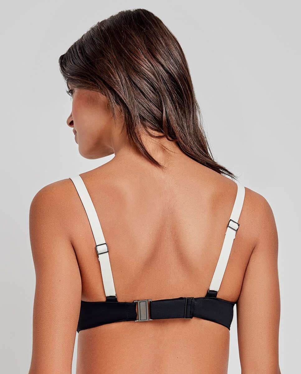 Top Biquíni Bicolor com Rebordos em Contraste Preto / Branco-5