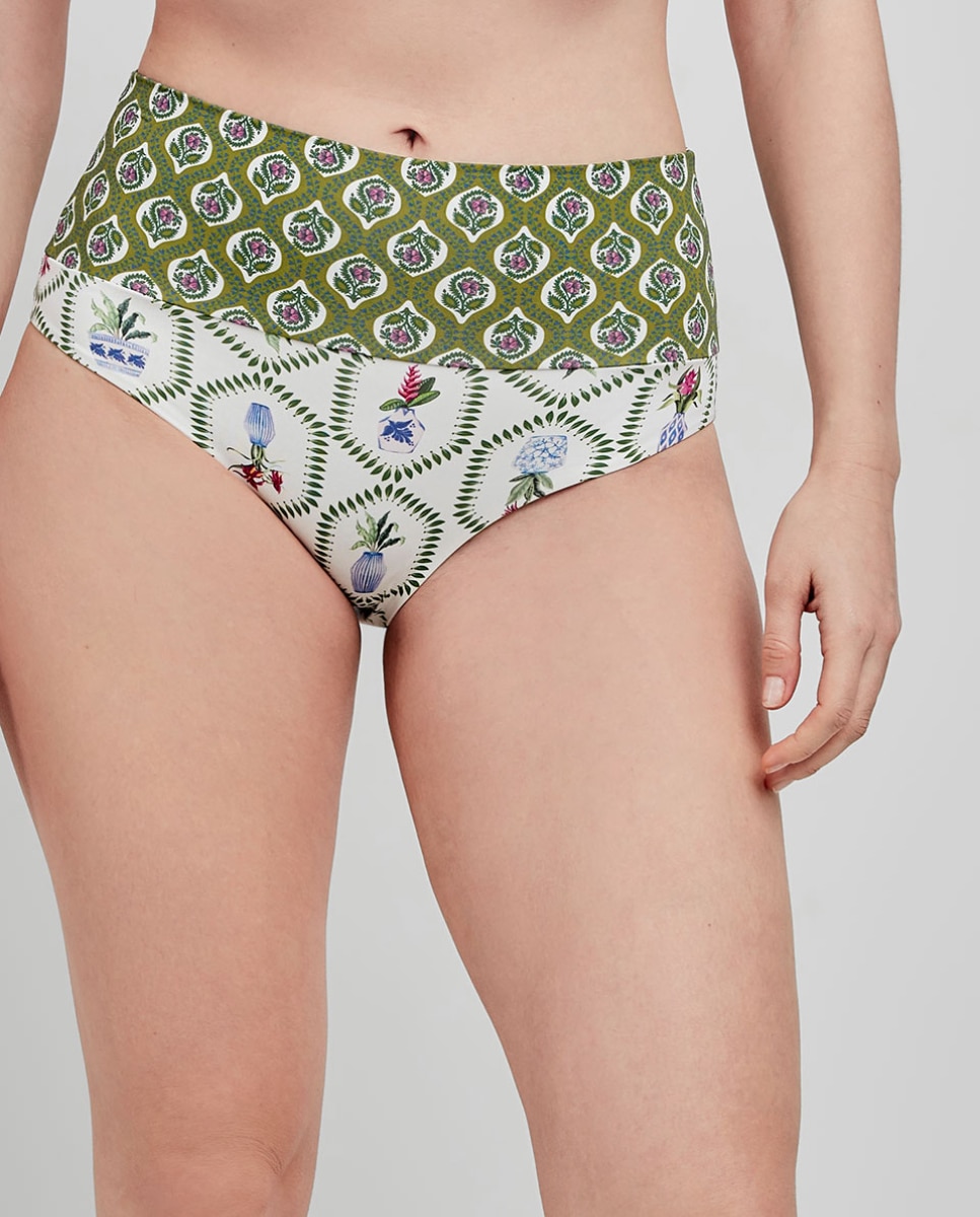 Cueca Biquíni Multiposições em Tecido Estampado Multicolor-1