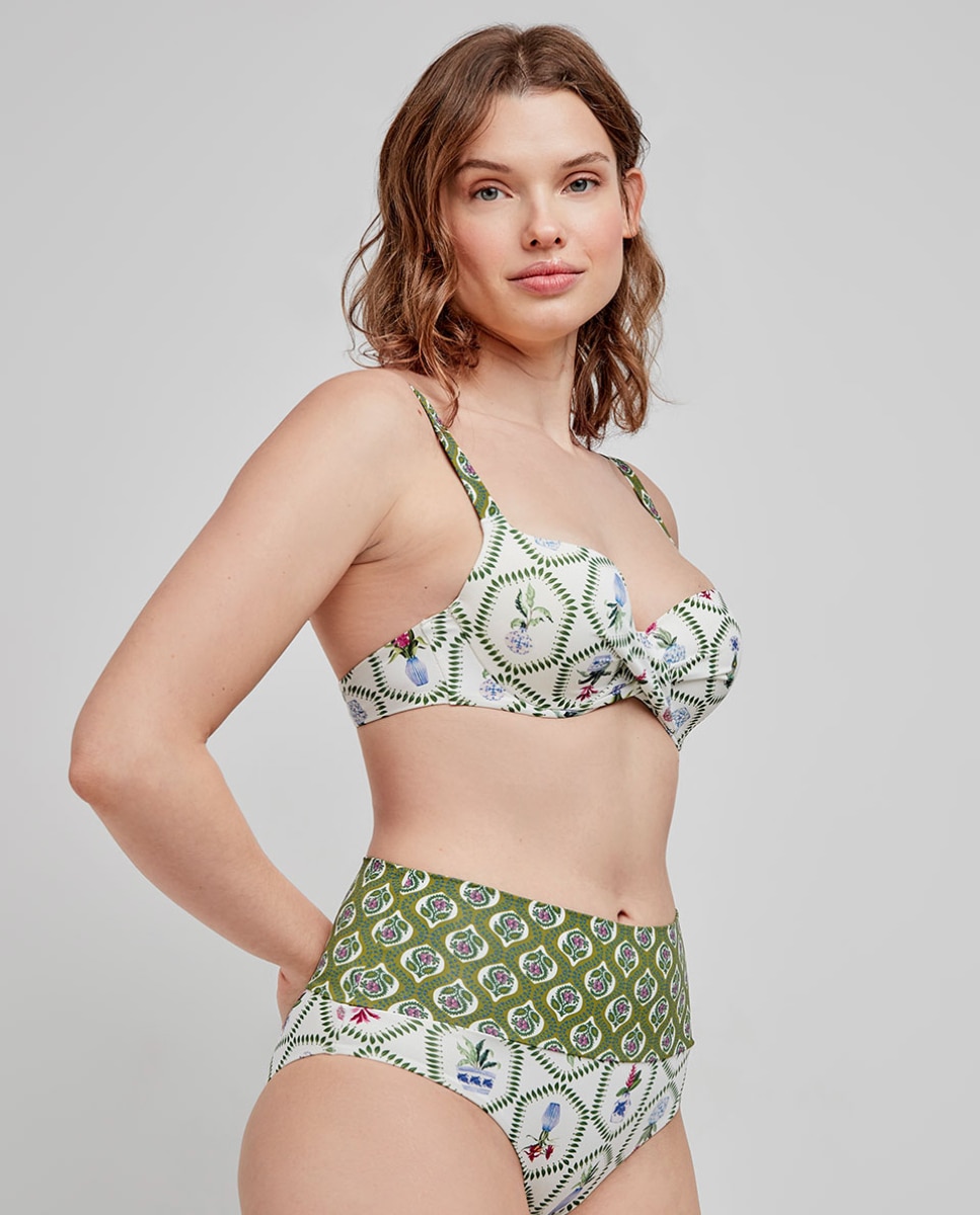 Cueca Biquíni Multiposições em Tecido Estampado Multicolor-2