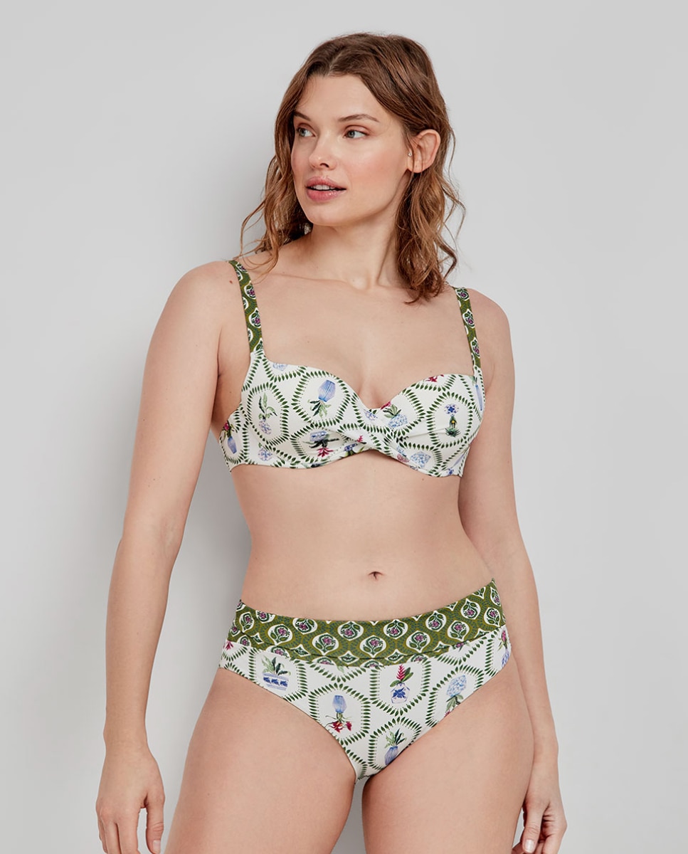 Cueca Biquíni Multiposições em Tecido Estampado Multicolor-3