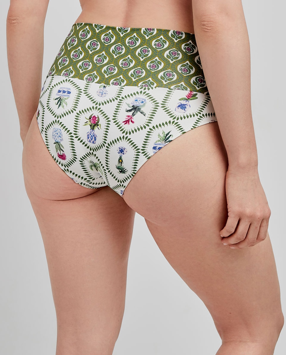 Cueca Biquíni Multiposições em Tecido Estampado Multicolor-4