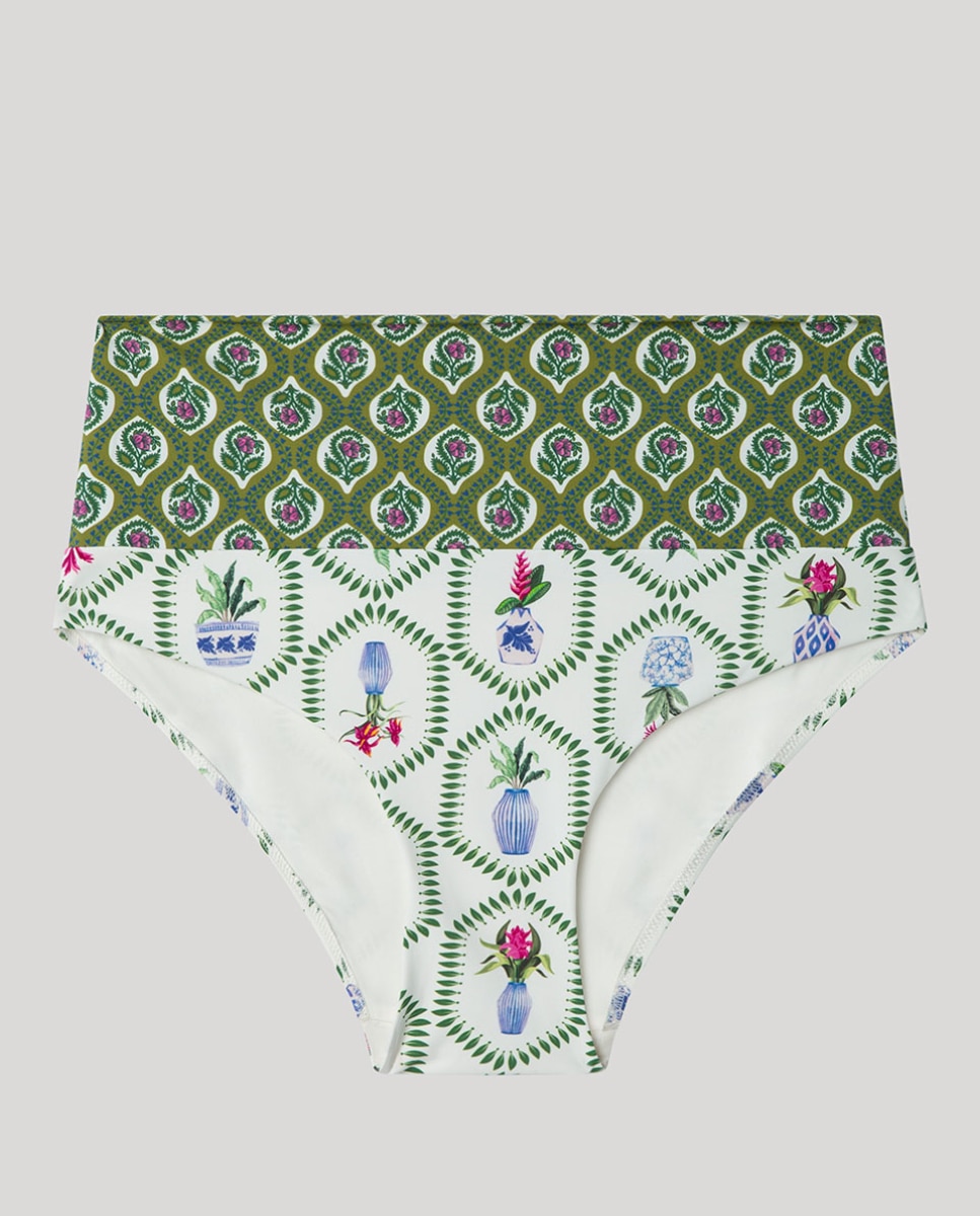 Cueca Biquíni Multiposições em Tecido Estampado Multicolor-5
