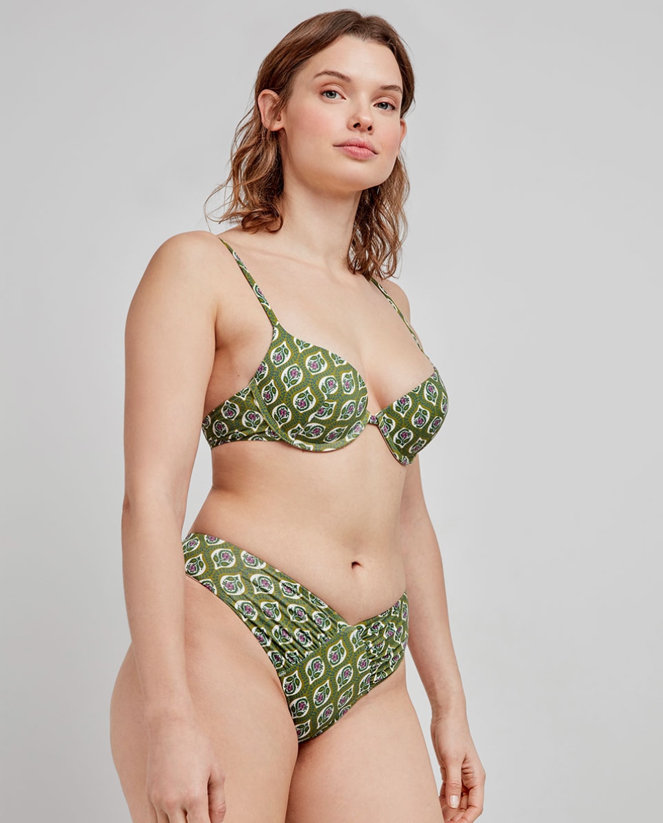 Cueca Biquíni Brasileira Corte em V Verde-2