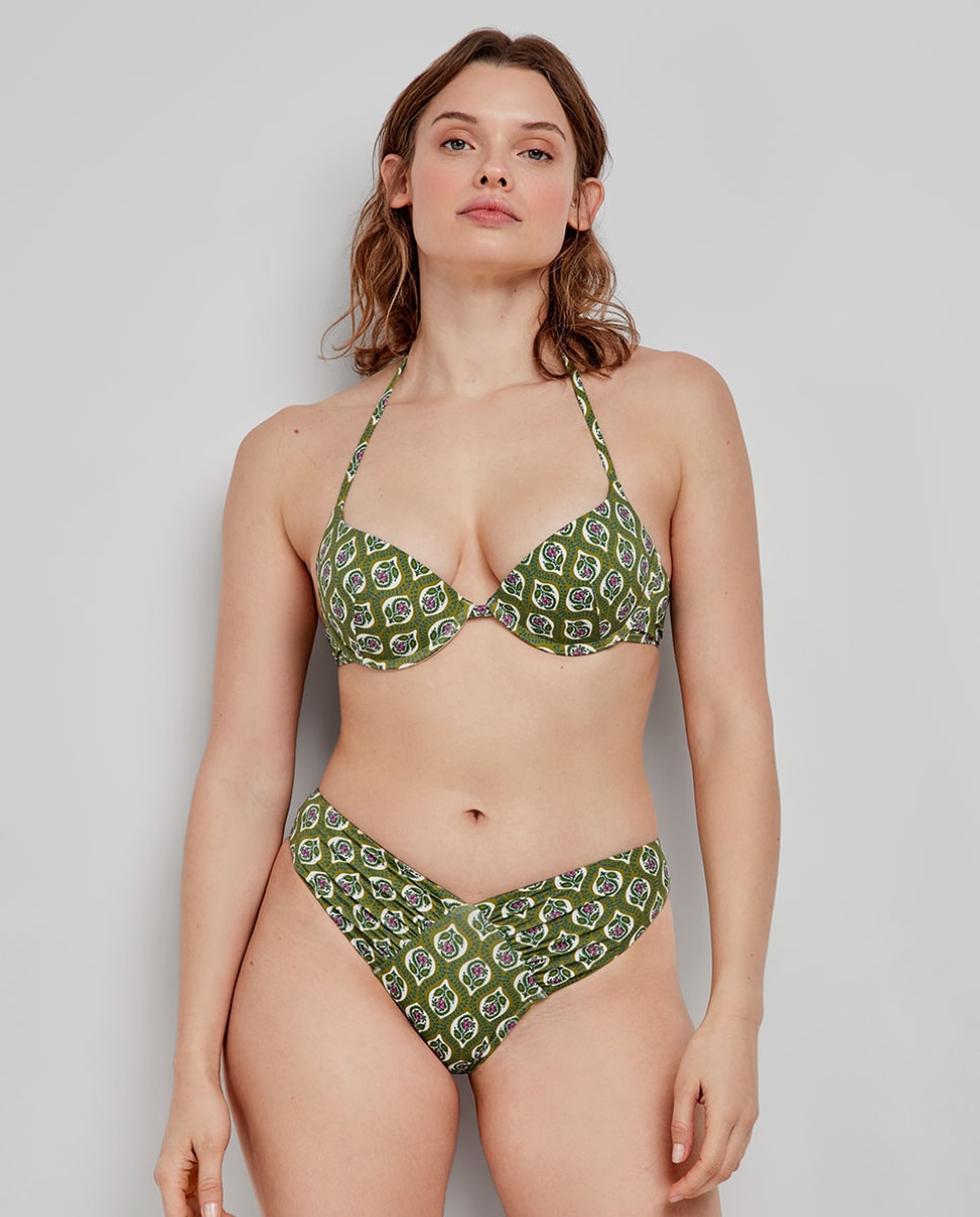 Cueca Biquíni Brasileira Corte em V Verde-3