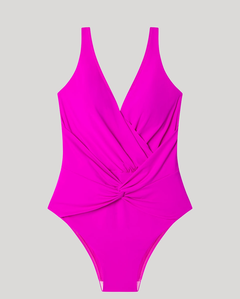 Fato de Banho Plus Size e Efeito Control sem Aro Fúcsia-6