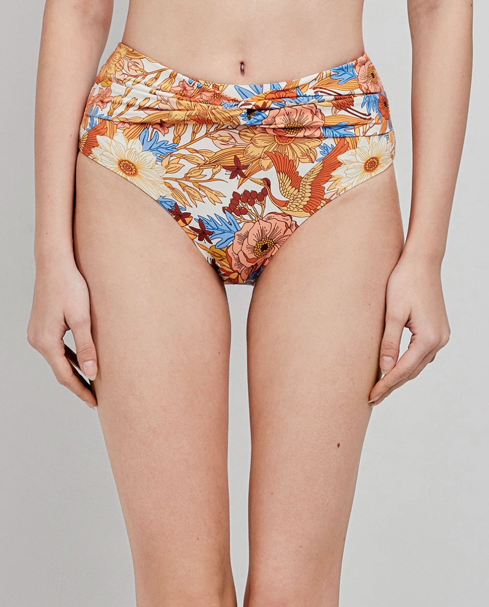 Cueca Biquíni Alta com Estampado Floral Multicolor-1