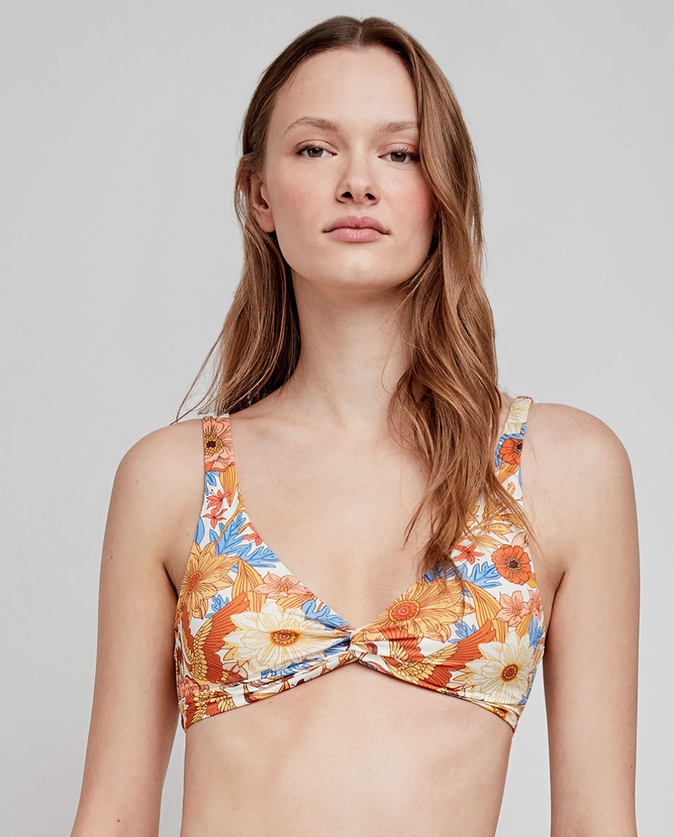 Top Biquíni Triangular com Foam Amovível Multicolor-1