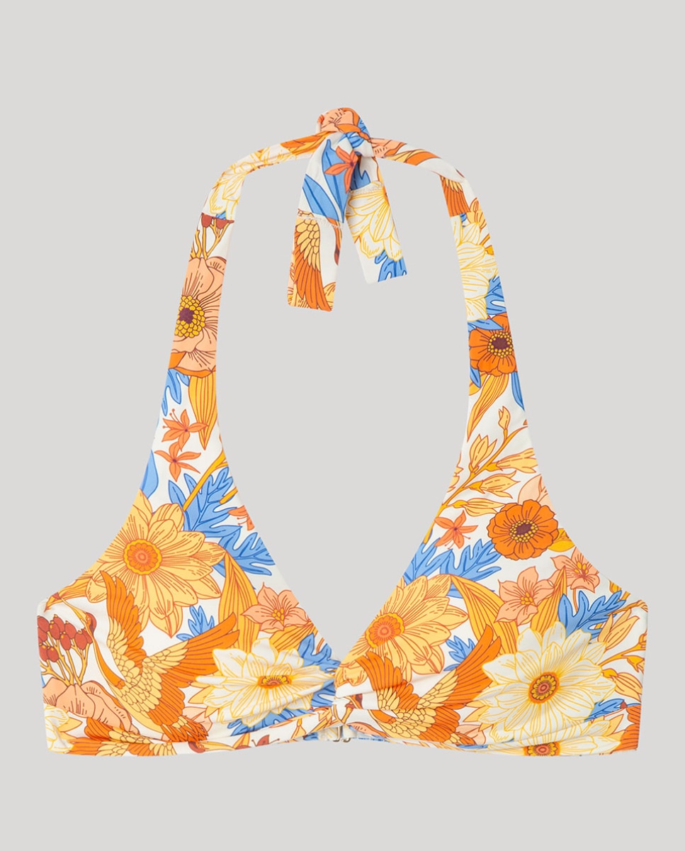 Top Biquíni Triangular com Foam Amovível Multicolor-5