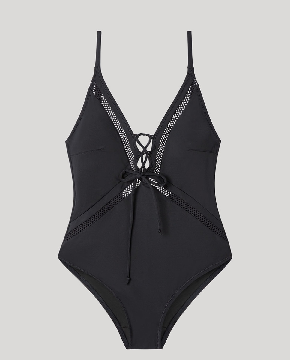 Fato de Banho Shapewear Liso sem Aro Preto-6
