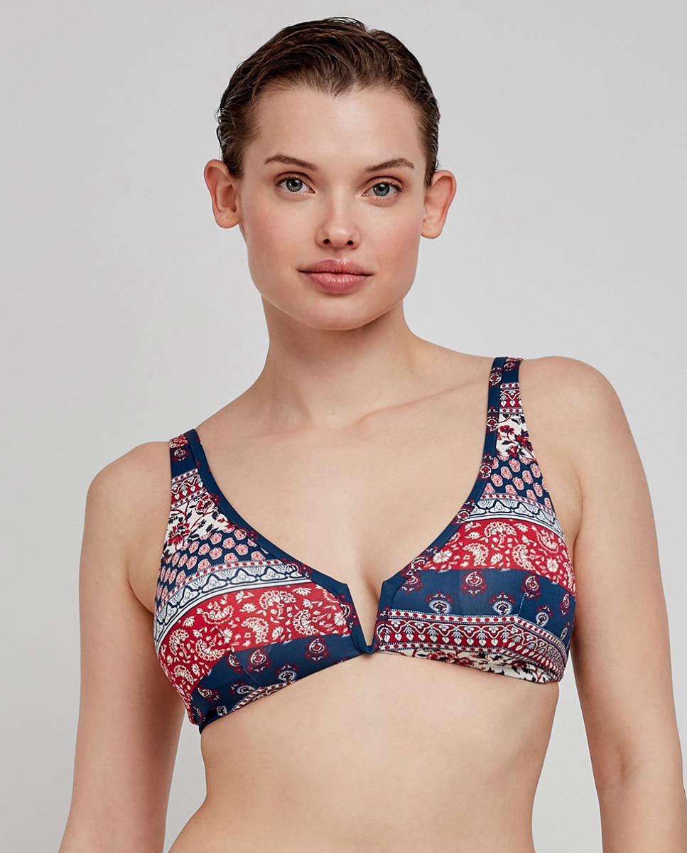 Top de Biquíni Capacidade Reversível e sem Aro Multicolor-1