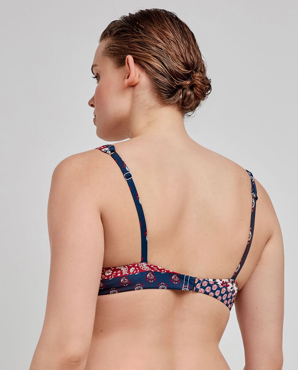 Top de Biquíni Capacidade Reversível e sem Aro Multicolor-4