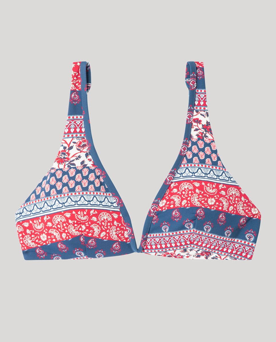 Top de Biquíni Capacidade Reversível e sem Aro Multicolor-5