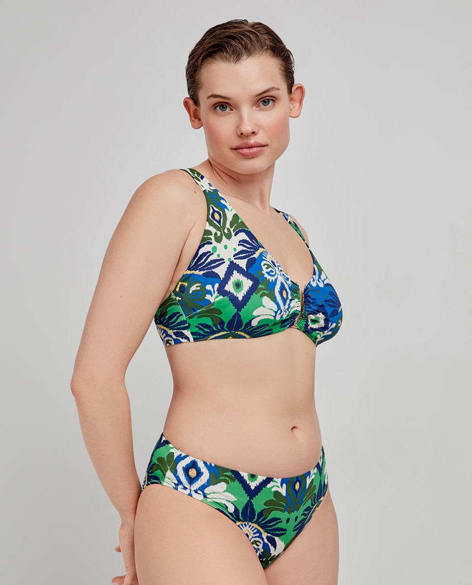 Cueca Biquíni em Tecido Estampado Multicolor-2