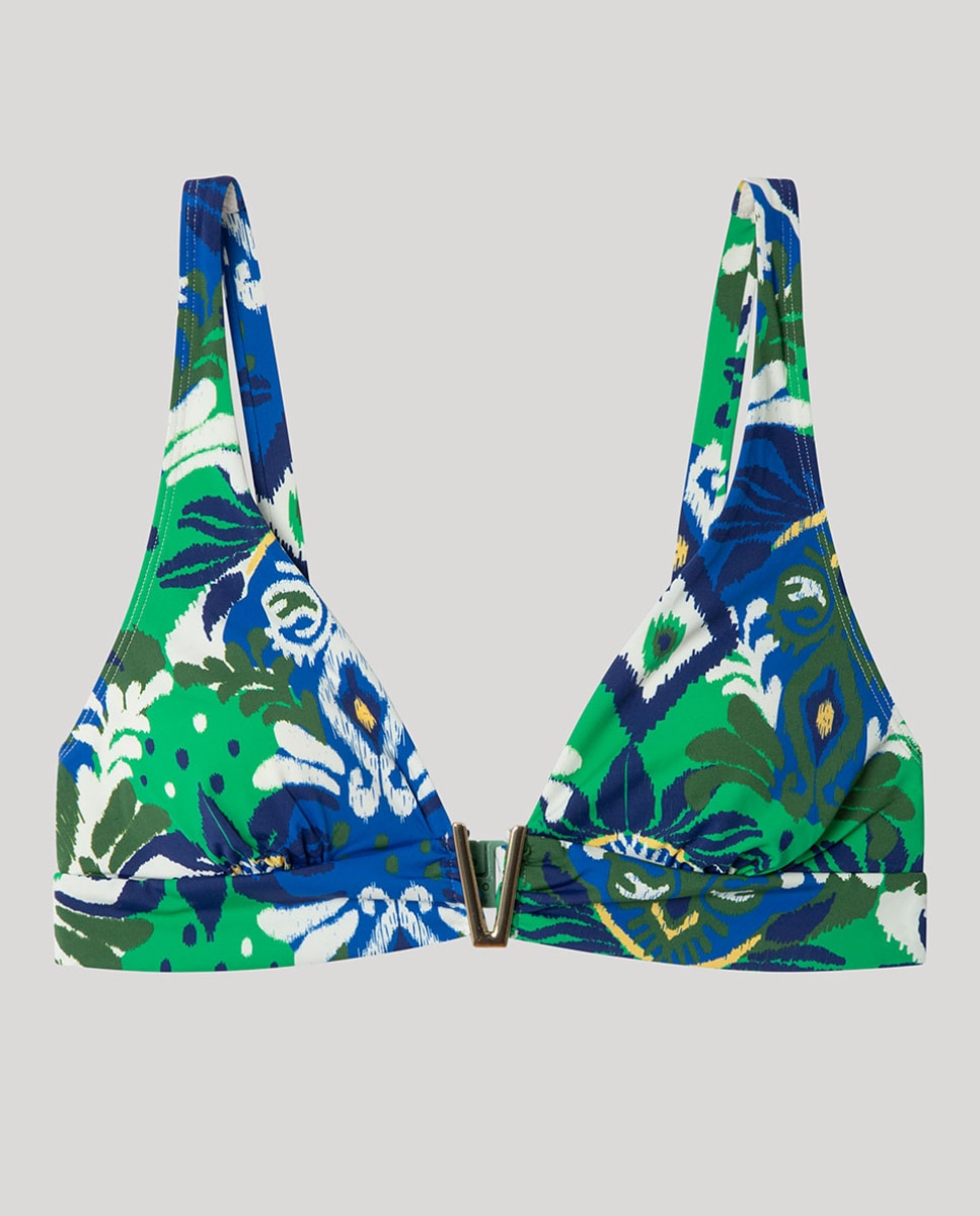 Top Biquíni Triangular sem Aro Multicolor-5