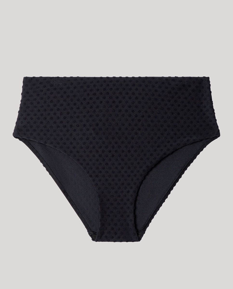 Cueca Biquíni Alta em Tecido de Estrutura Preto-5