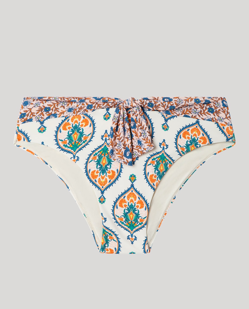 Cueca Biquíni Alta em Tecido Estampado Multicolor-5