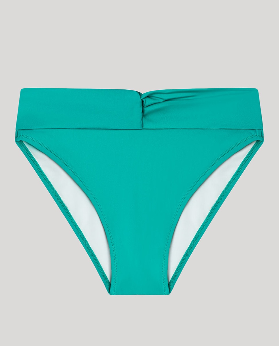 Cueca Biquíni Alta em Tecido Liso Verde-5