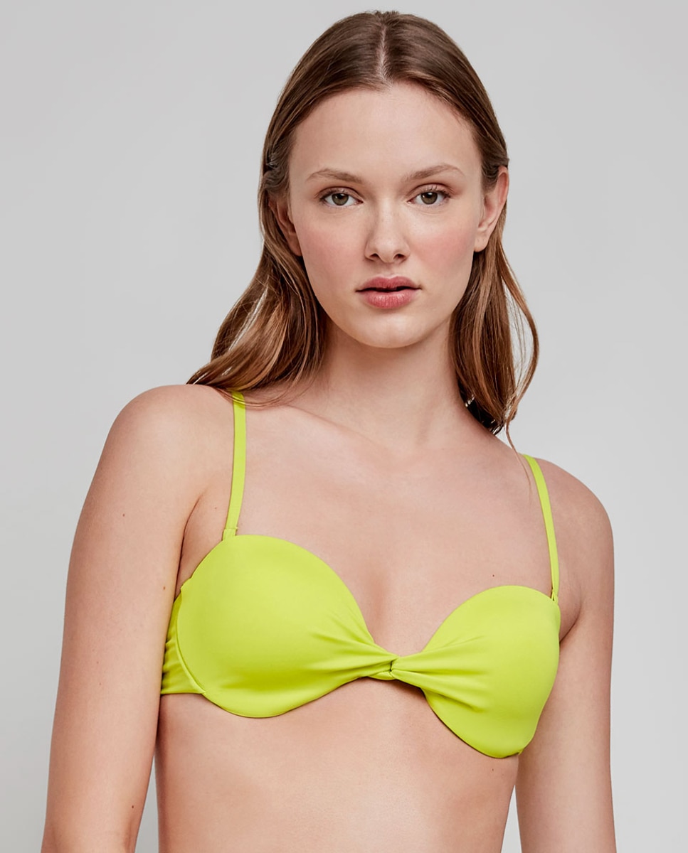 Top Biquíni Bandeau com Aro Amarelo-flúor-1