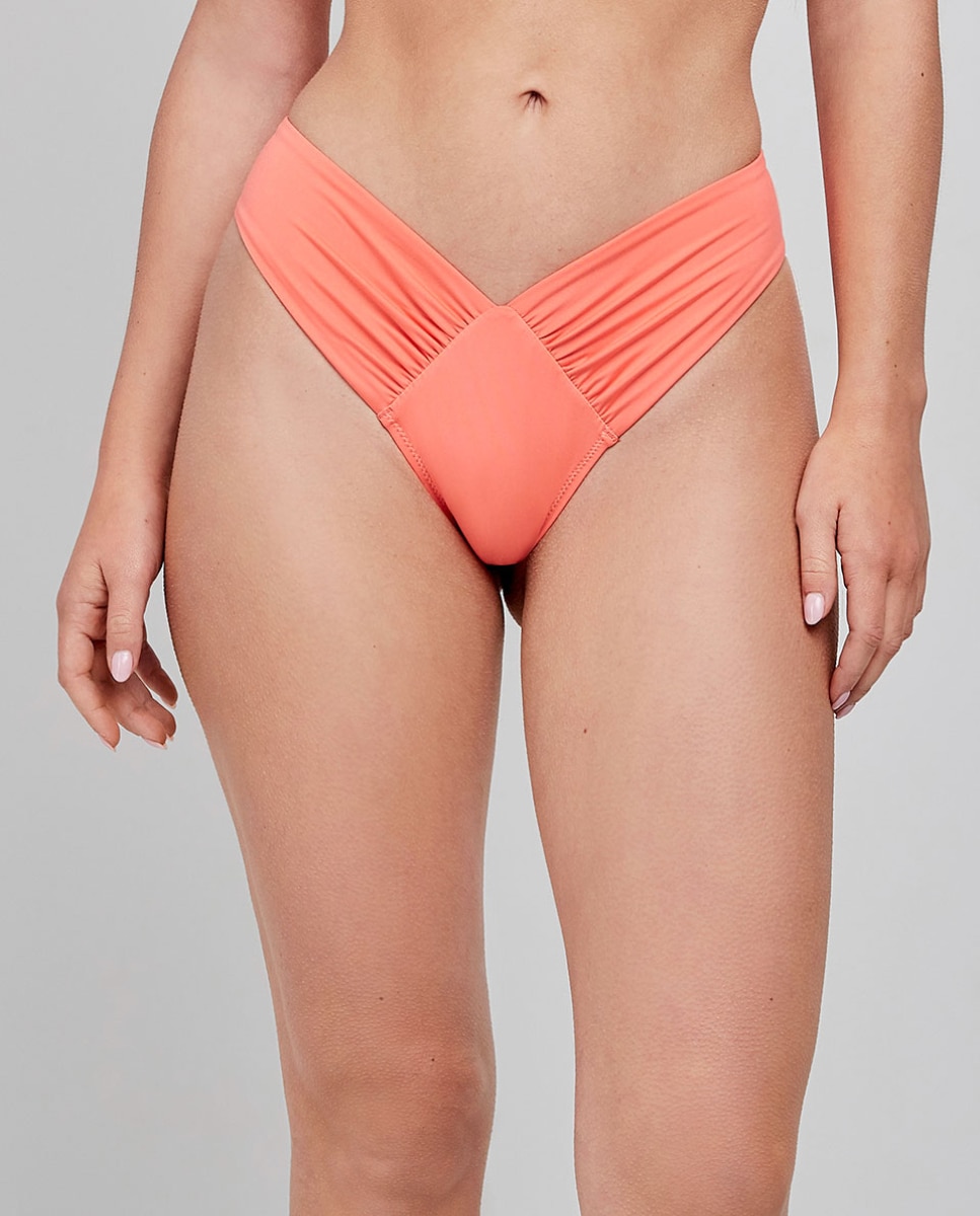 Cueca Biquíni Brasileira Corte em V Coral-1