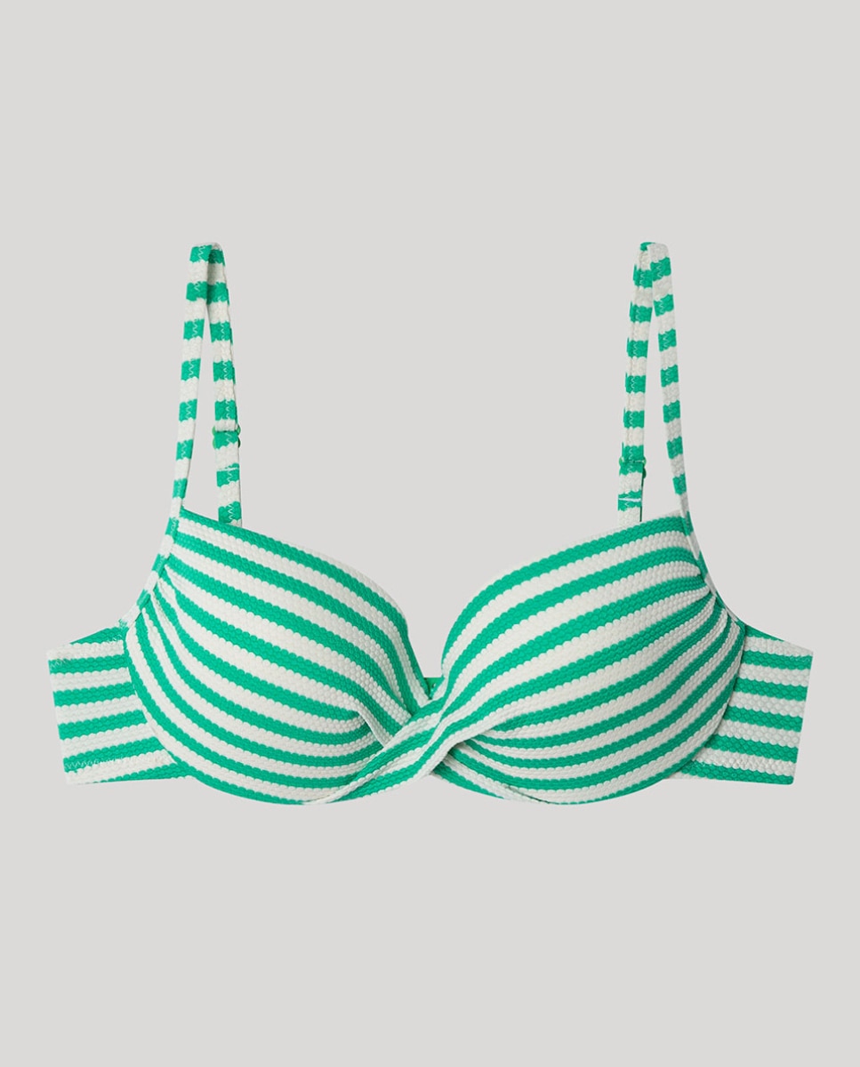 Top de Biquíni com Aro e Estampado Às Riscas Multicolor-5