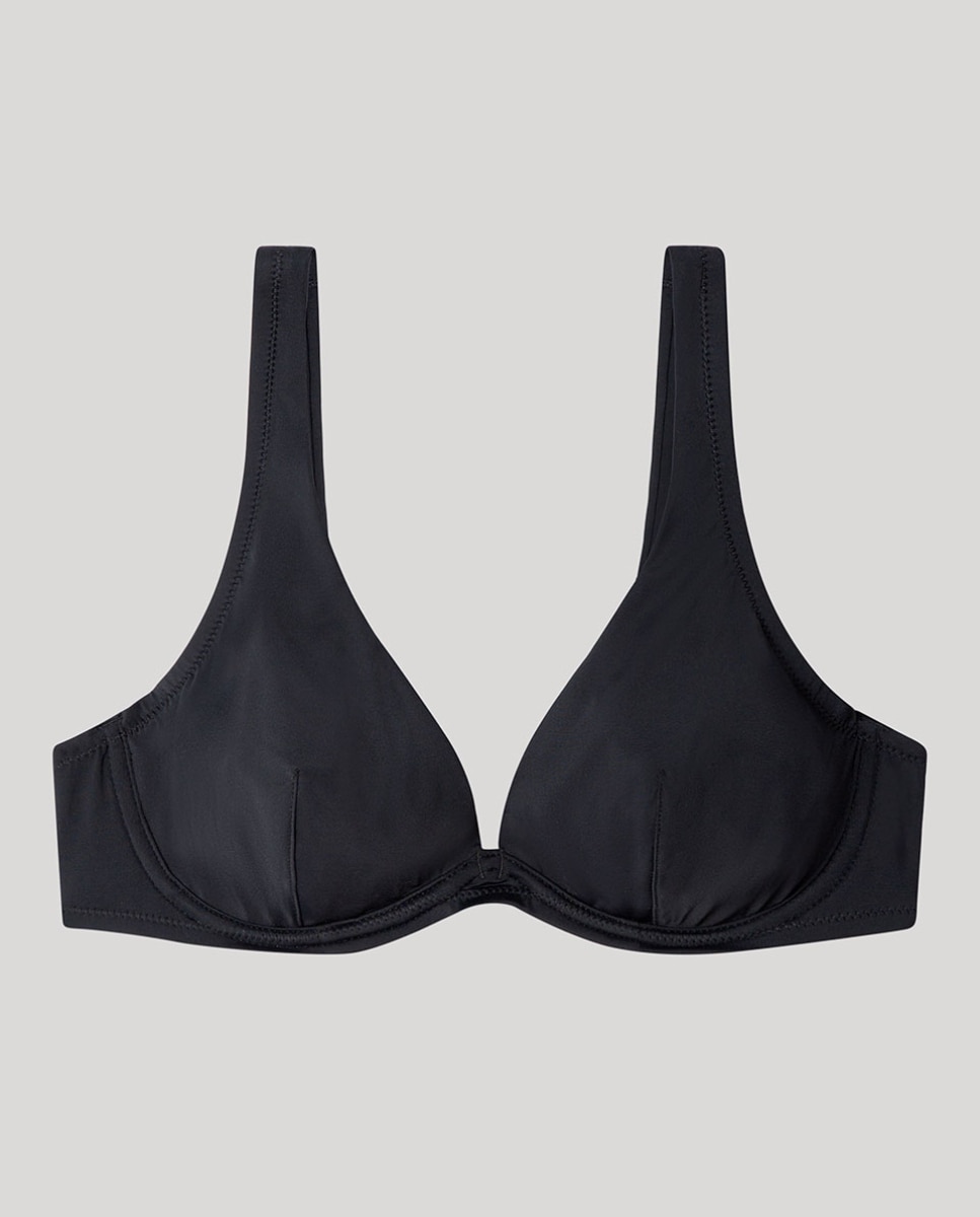 Top de Biquíni Capacidade com Foam Amovível em Tecido Liso Preto-5