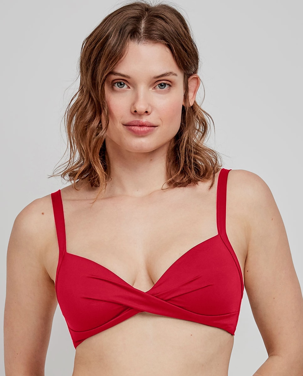 Top Biquíni de Capacidade sem Aro Vermelho-1