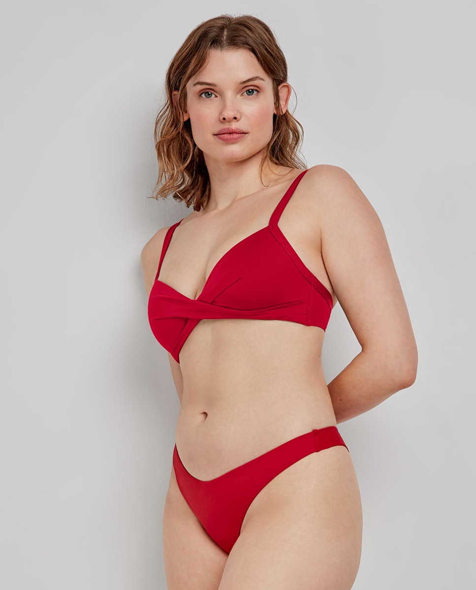 Top Biquíni de Capacidade sem Aro Vermelho-2