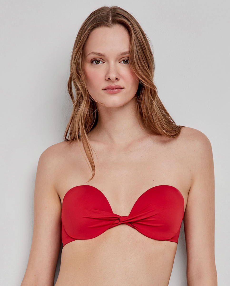 Top Biquíni Bandeau com Aro Vermelho-1