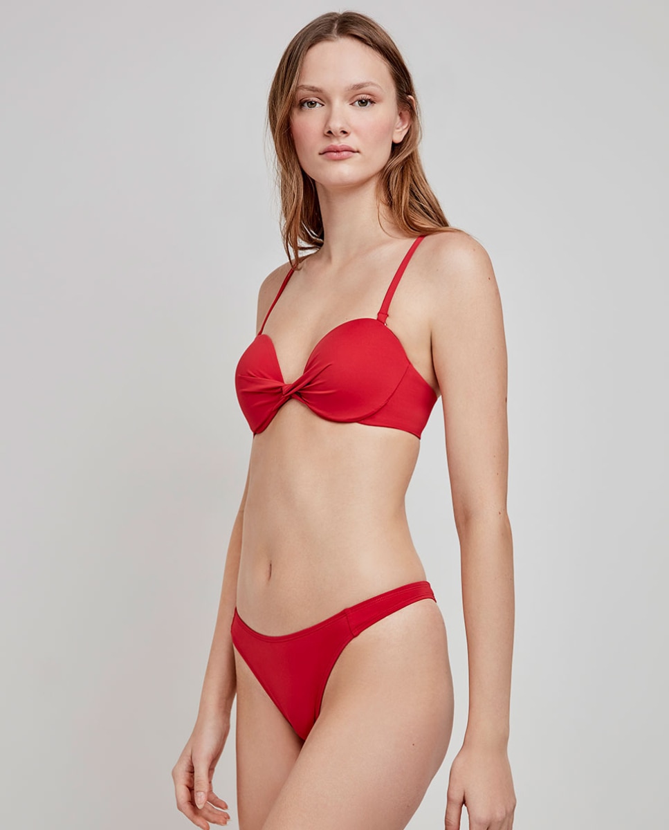 Top Biquíni Bandeau com Aro Vermelho-2